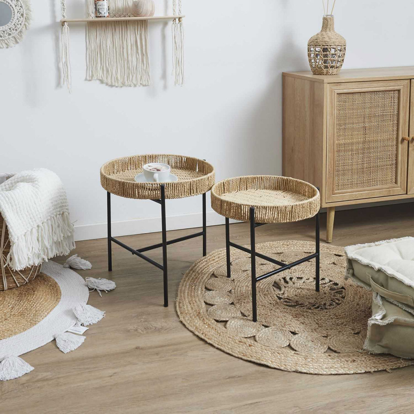 Home Deco Factory 2 Tables gigognes pampa marron/noir