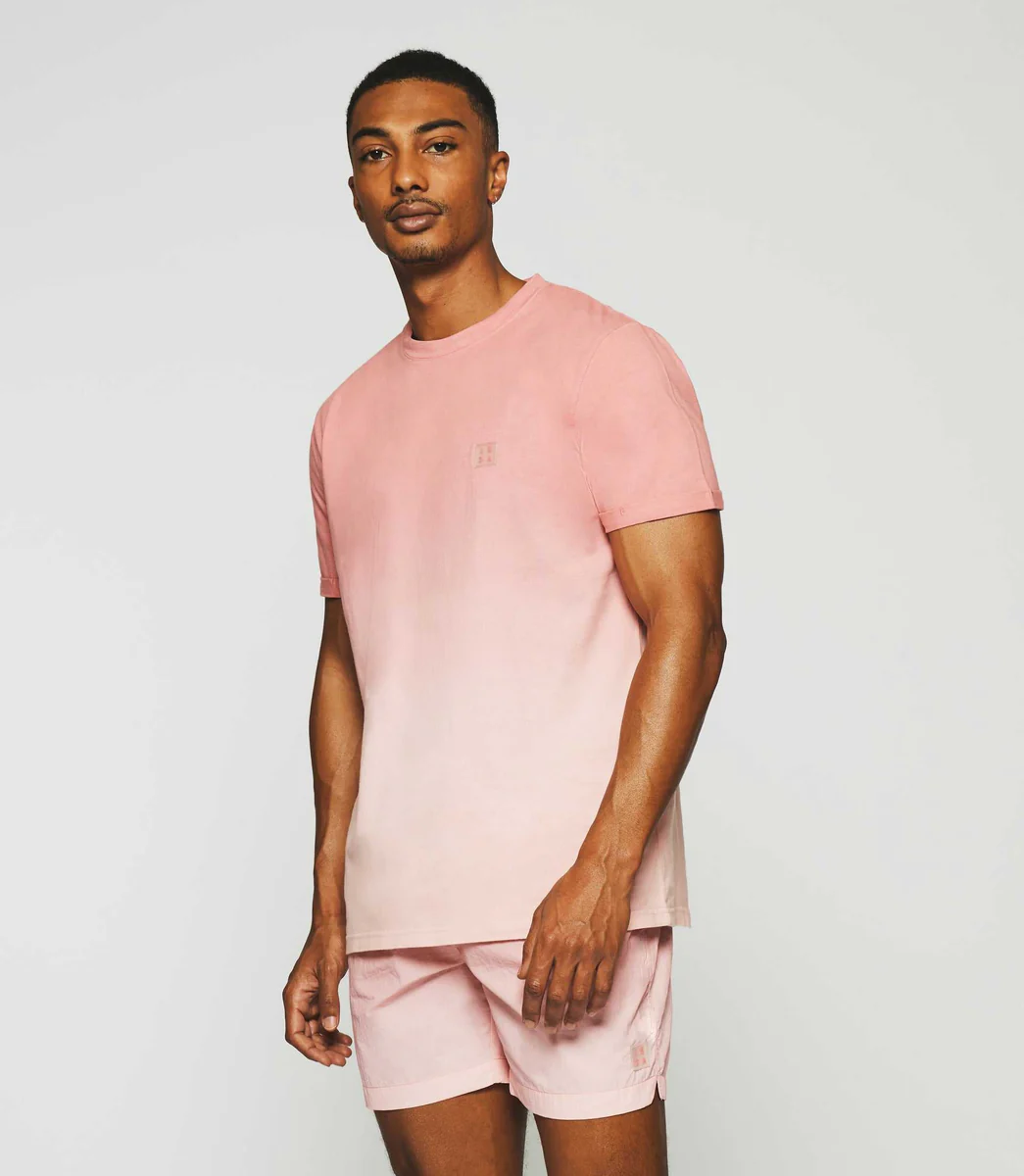 T-shirt à manches courtes dégradé dip dye rose GUYTO