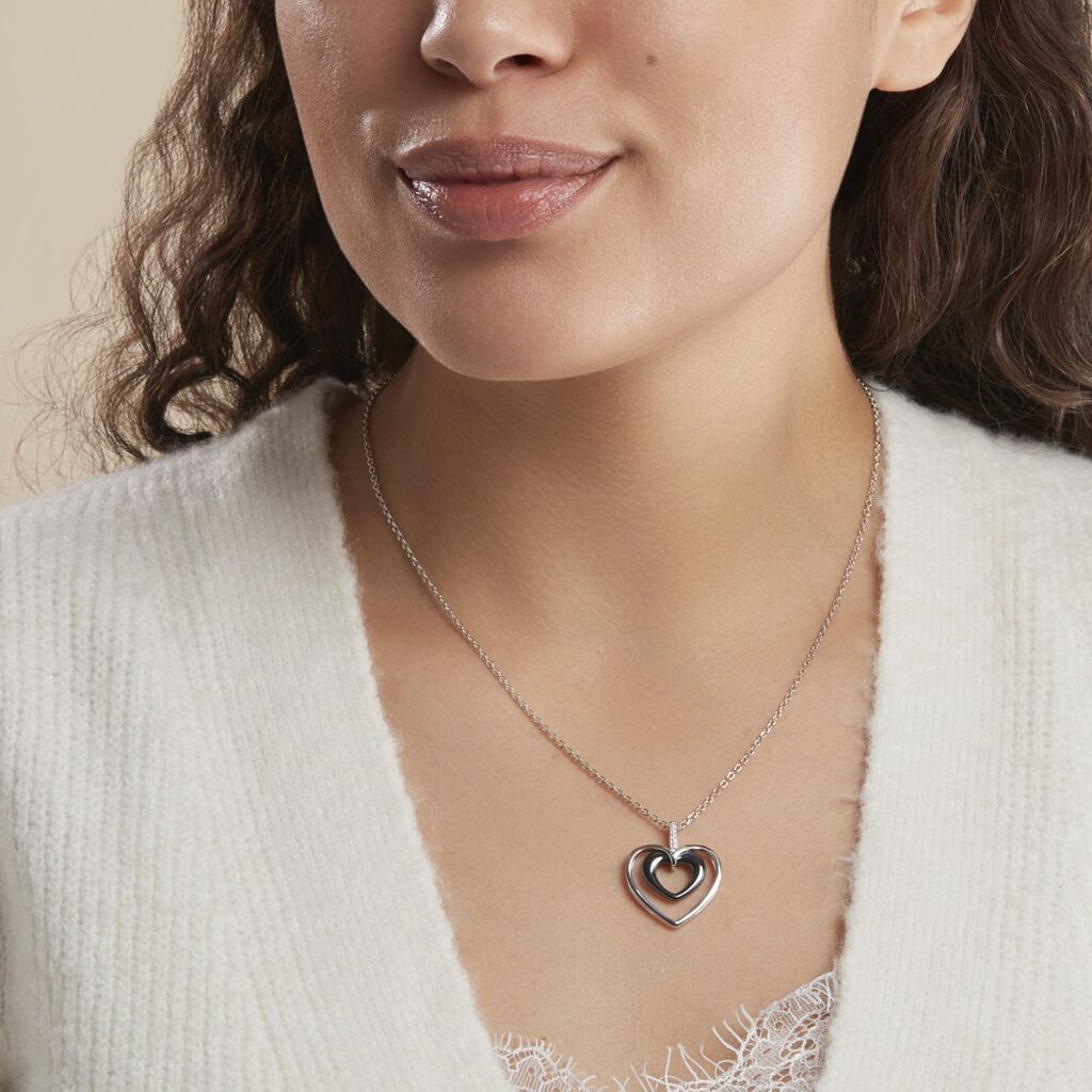 Collier Ceramik Design Argent Blanc Céramique Et Oxyde De Zirconium
