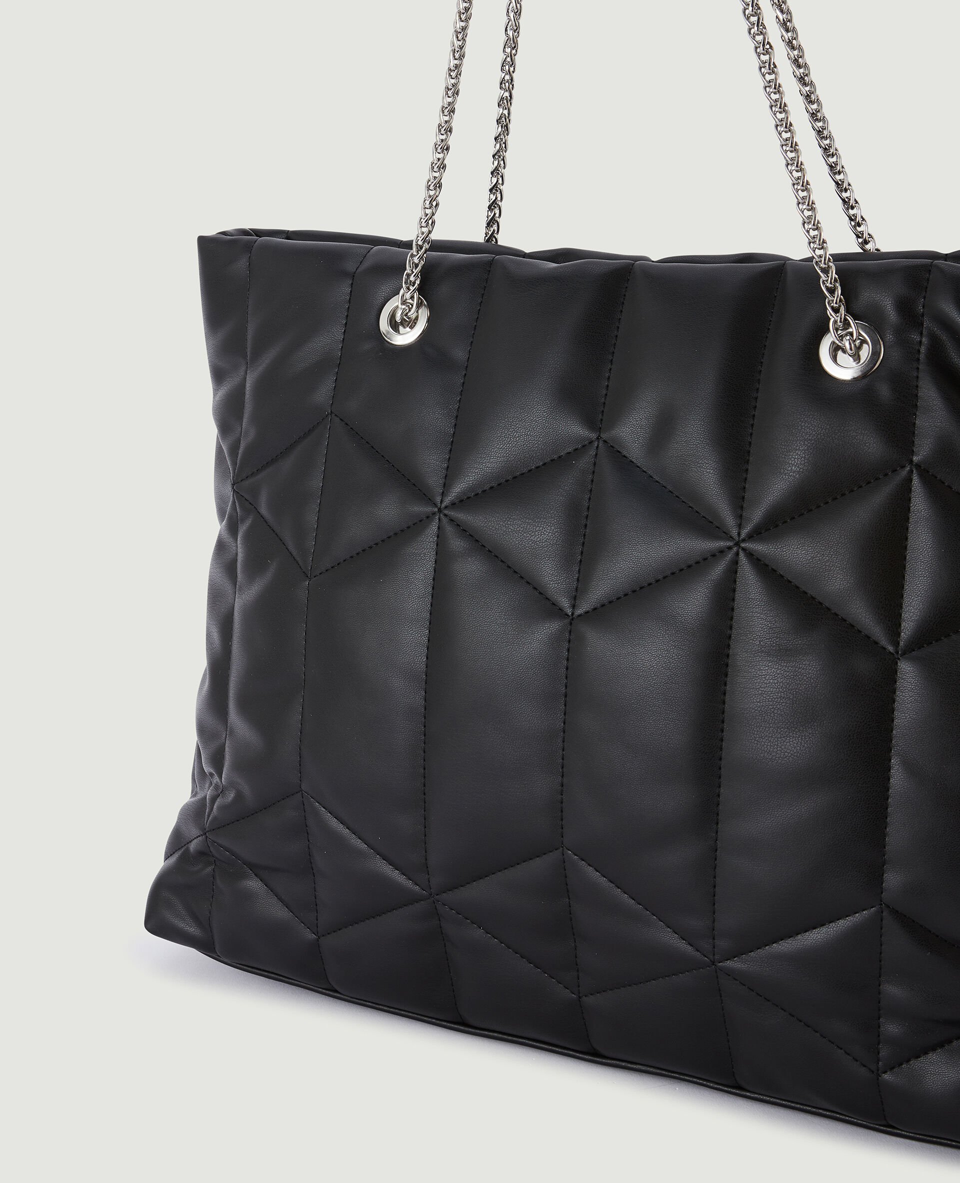 Grand sac en simili matelassé - Noir