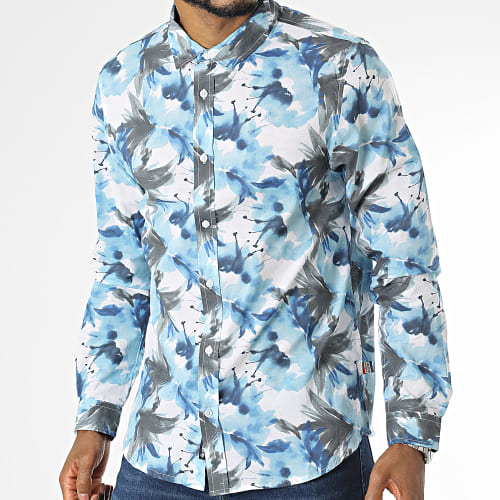 Chemise Manches Longues Cesarus Blanc Bleu Clair Floral