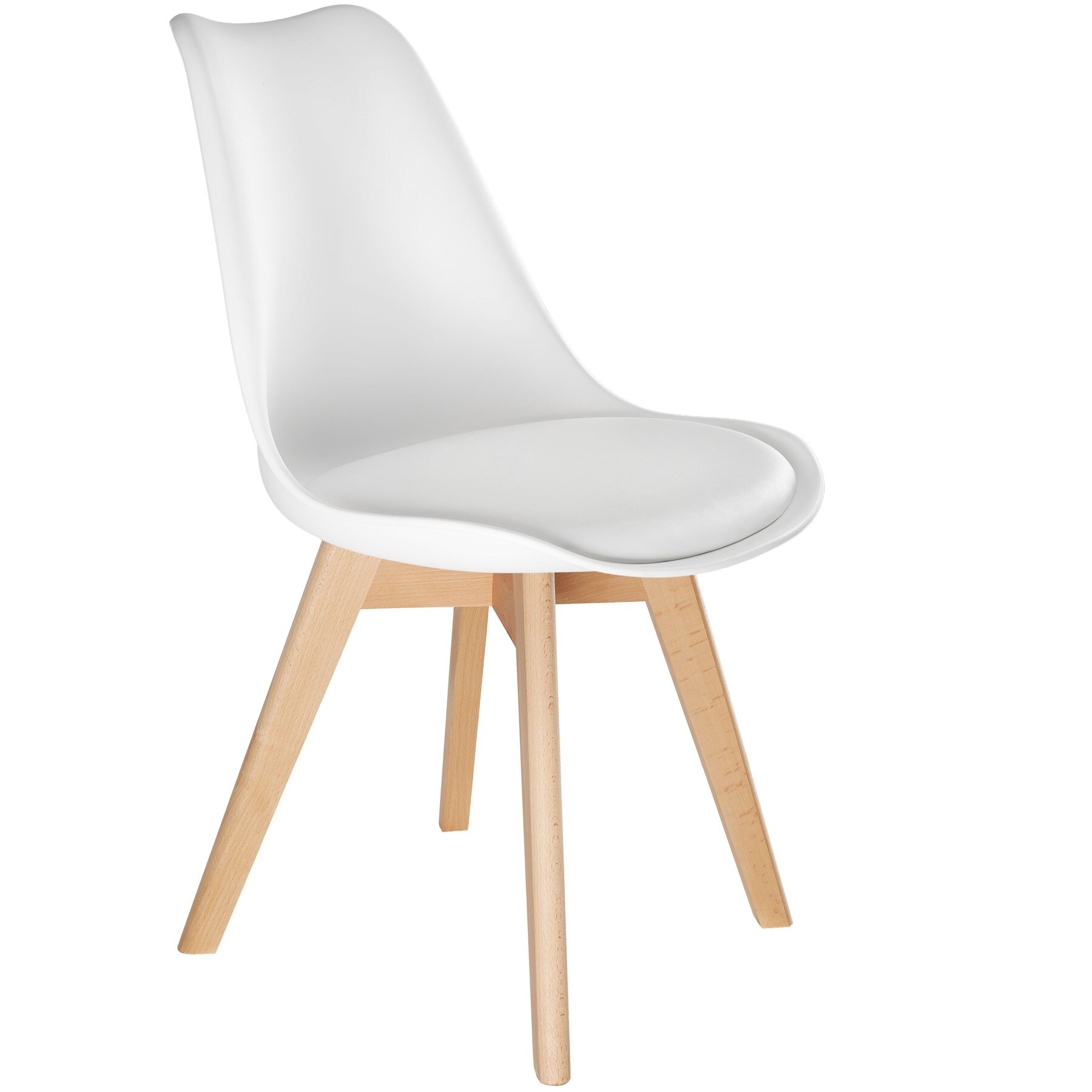 tectake® 8er Set Esszimmerstuhl, gepolsterte Sitzfläche, massive Holzbeine, 49 x 56 x 82,5 cm