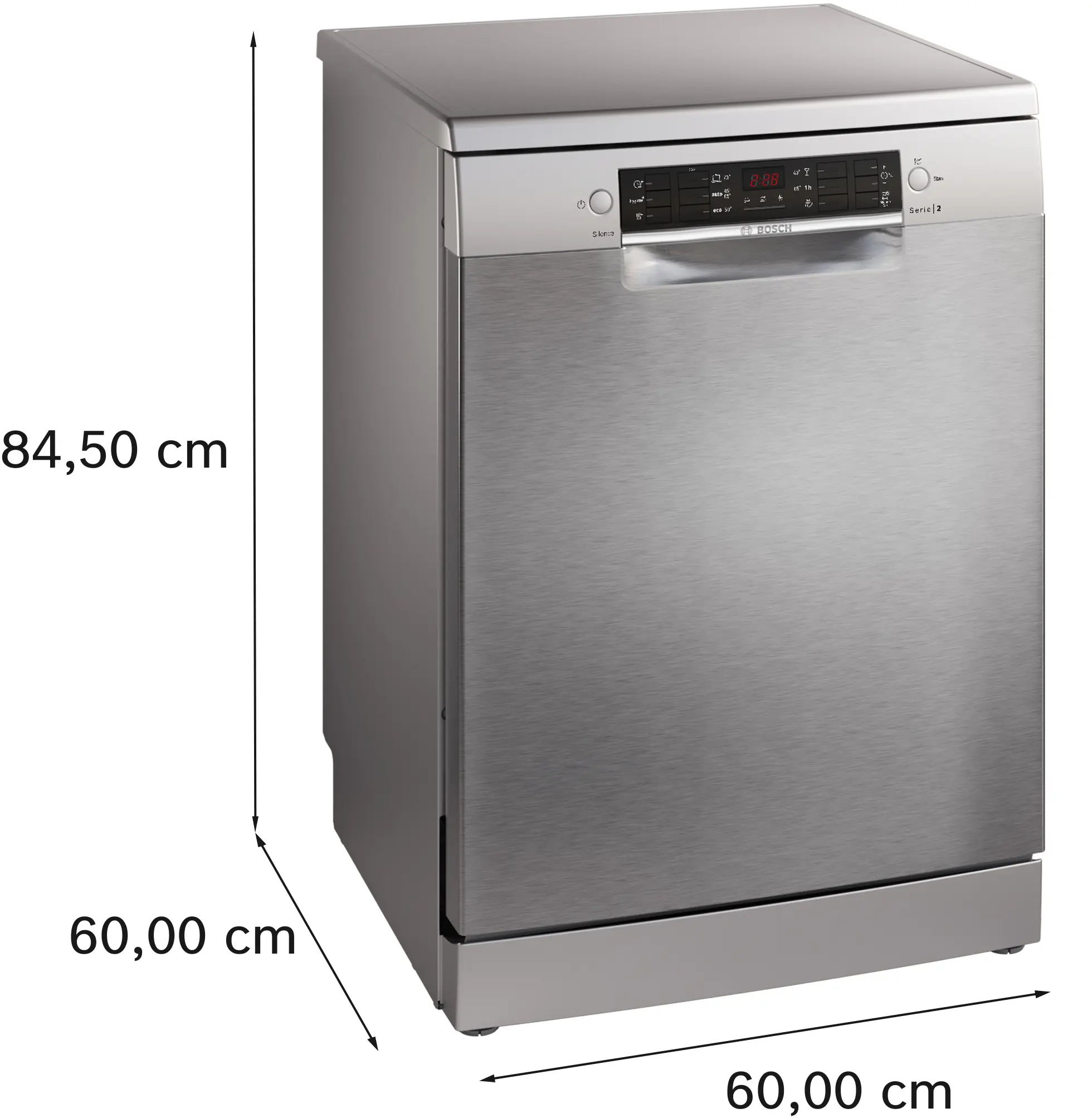 Serie 2 Vrijstaande vaatwasser 60 cm Geborsteld staal anti-fingerprint