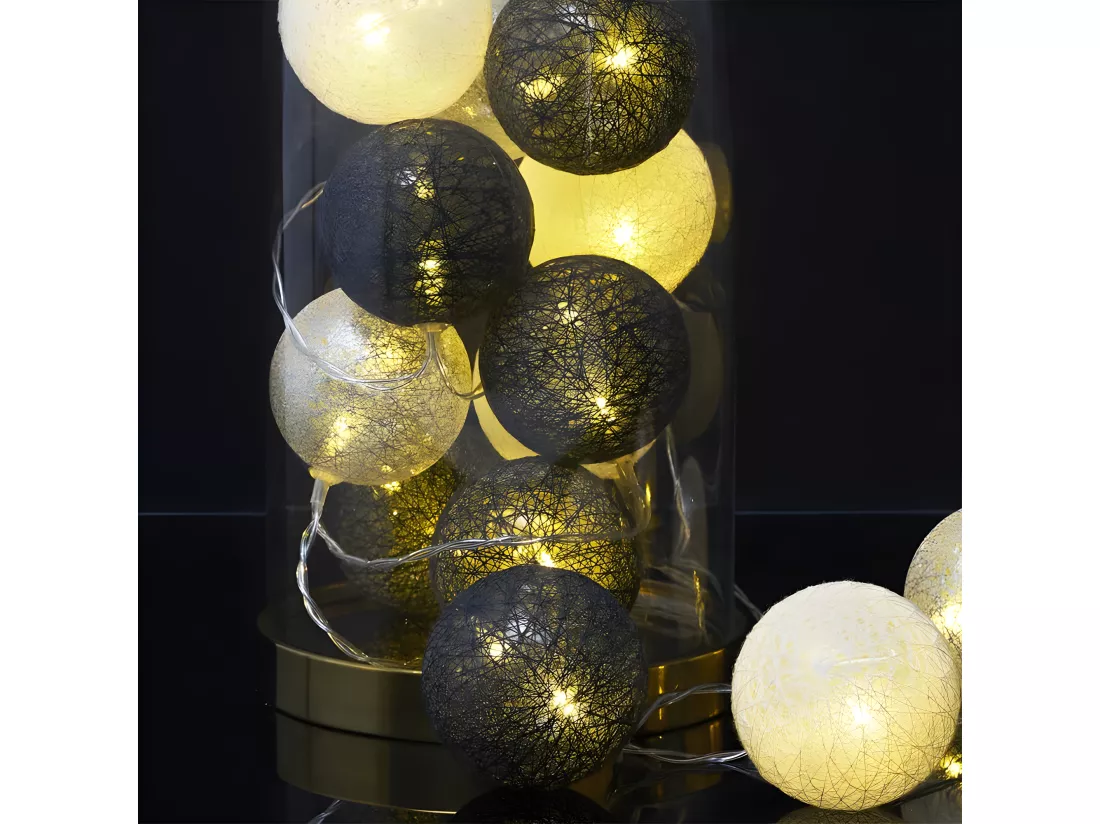 Guirlande Boule Usb 15 Led Gris Blanc Bleu