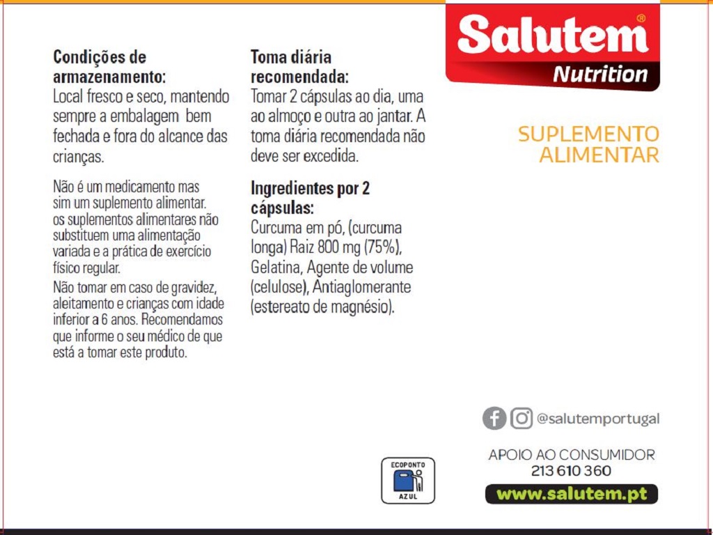 SUPLEMENTO SALUTEM CURCUMA 30 CÁPSULAS