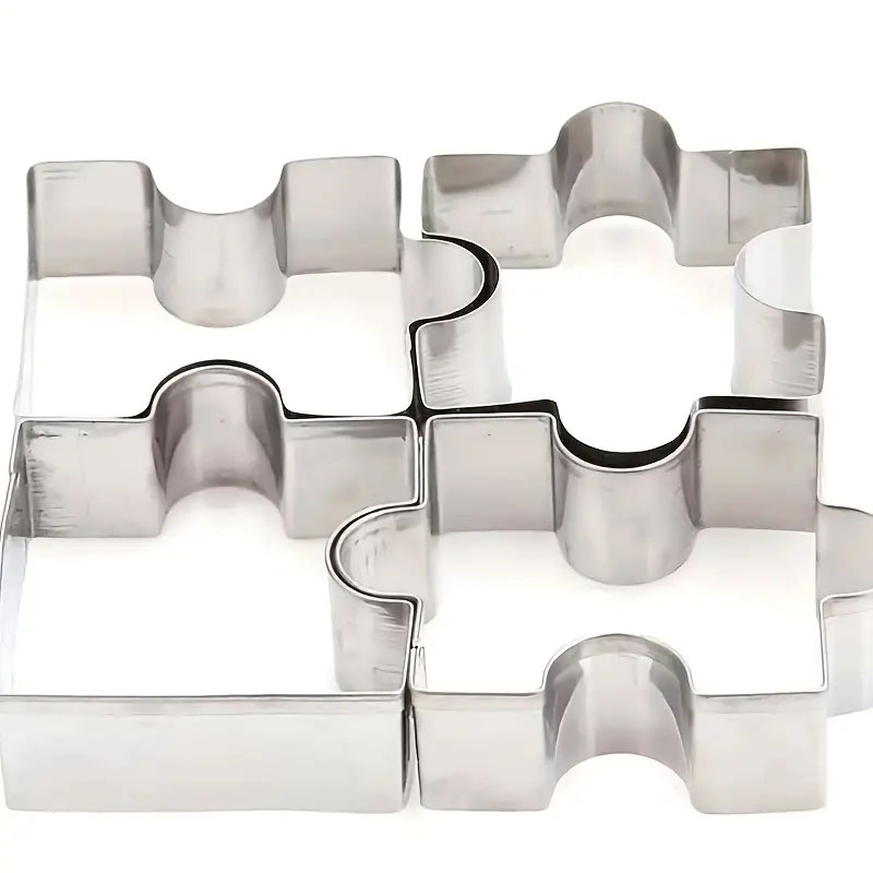 (4er Set) 50x40mm Edelstahl Ausstechform Keksausstecher zum Backen - Puzzle