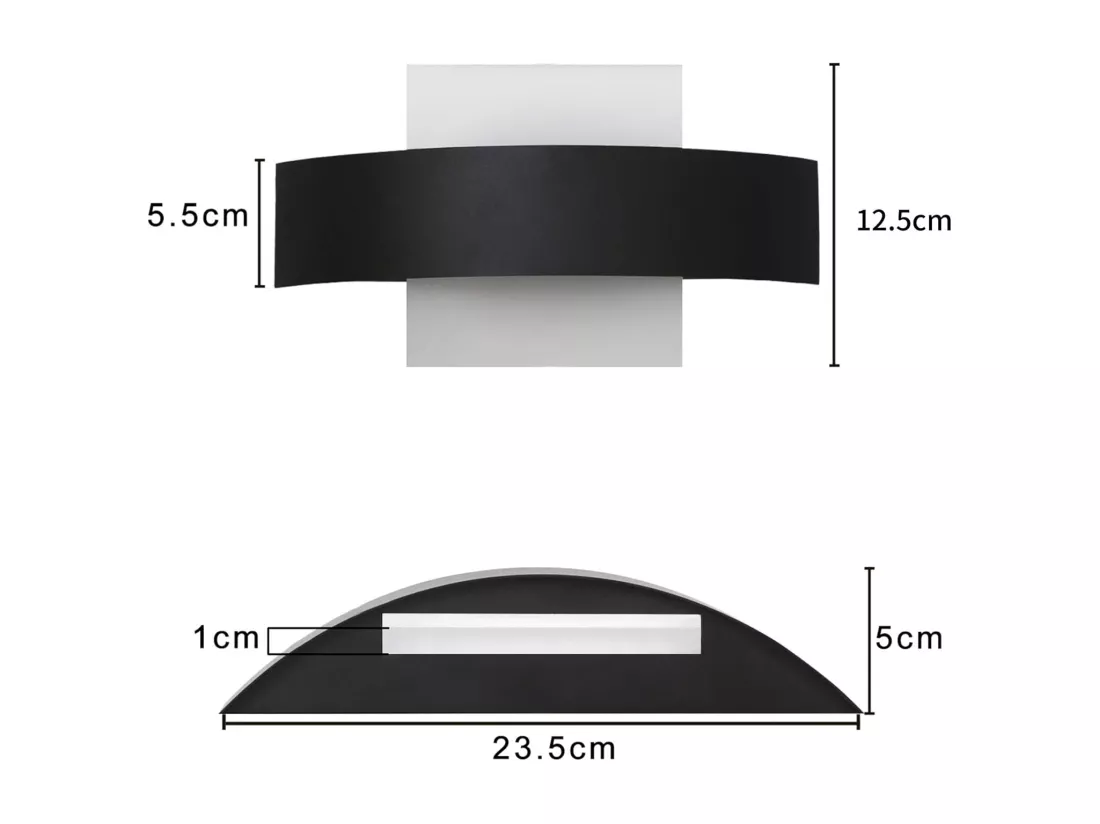 NETTLIFE Applique murale LED pour intérieur, salon, couloir, 23,5CM, chambre à coucher, lampe de lit en acrylique, blanc chaud 3000K, 7W