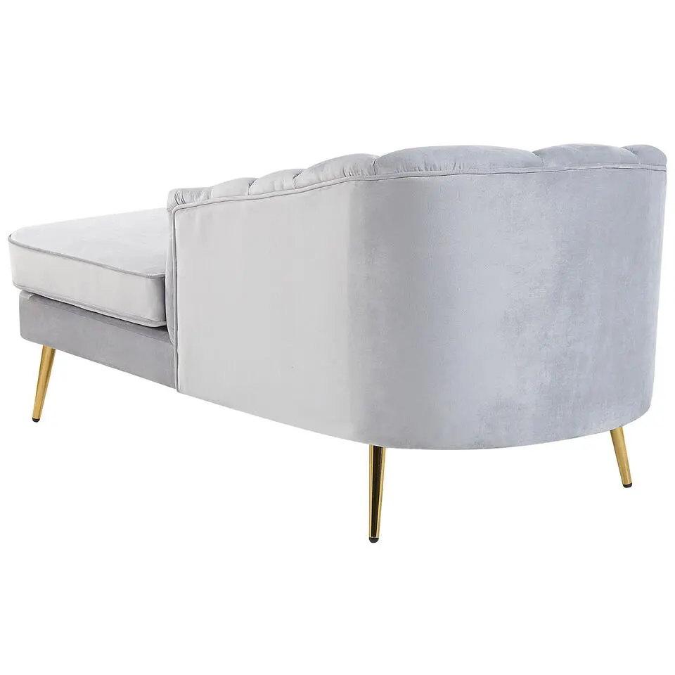 ALLIER - Chaise longue - Grijs - Linkerzijde - Fluweel