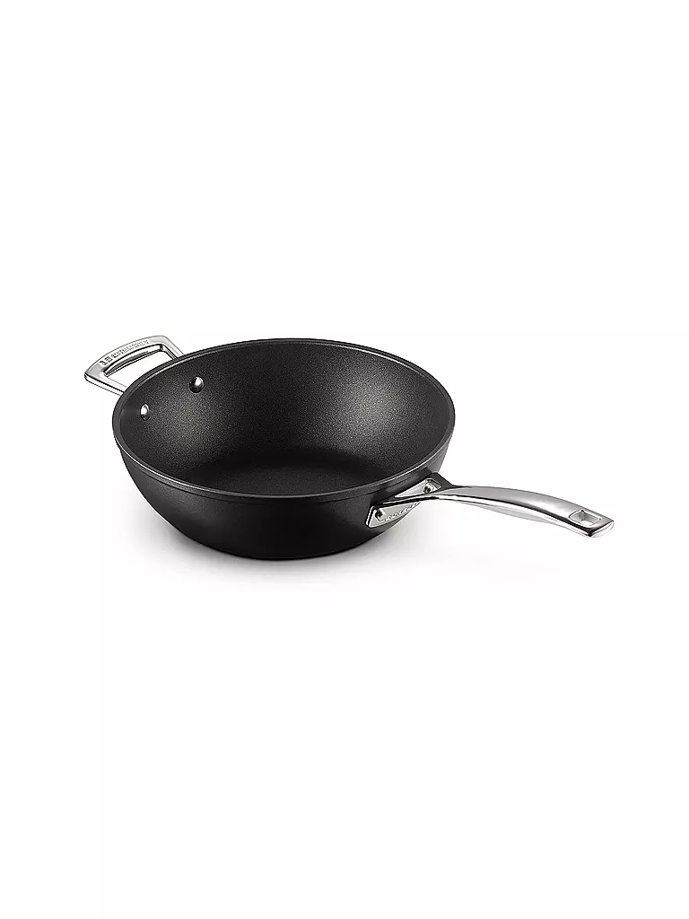 LE CREUSET Aluminium-Antihaft Wok-Pfanne mit Gegengriff 26cm Schwarz schwarz