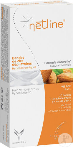 Netline Bandes De Cire Dépilatoires Hypoallergéniques Visage 20 Bandes