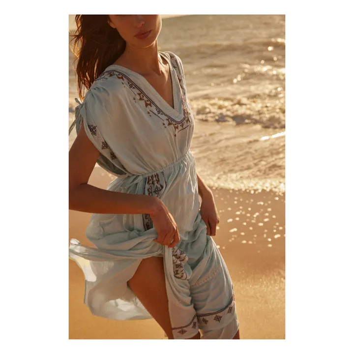 Alma Deia Robe Kaftan Brodée | Bleu