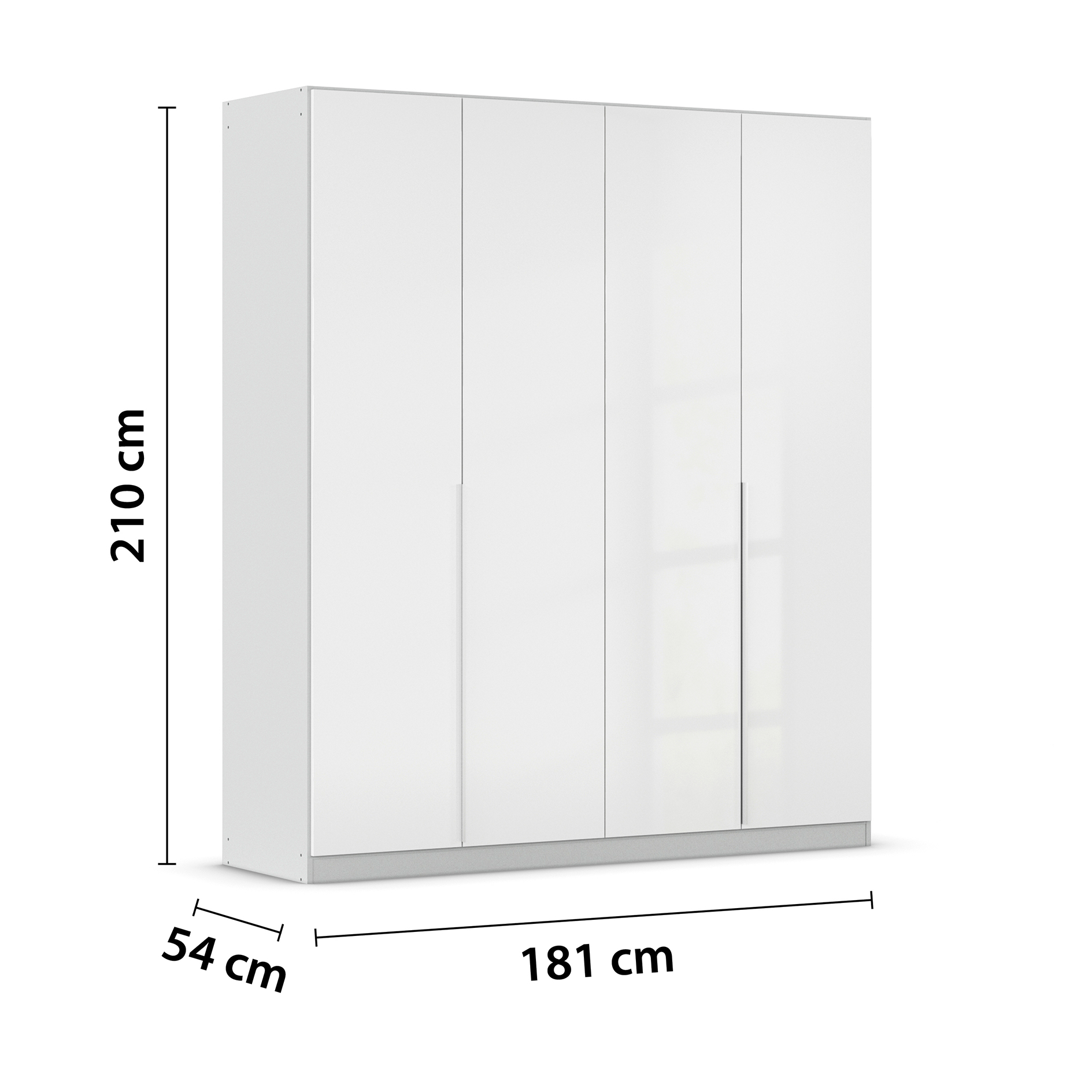 Drehtürenschrank - weiß Hochglanz-seidengrau - 4-türig - 181x210 cm