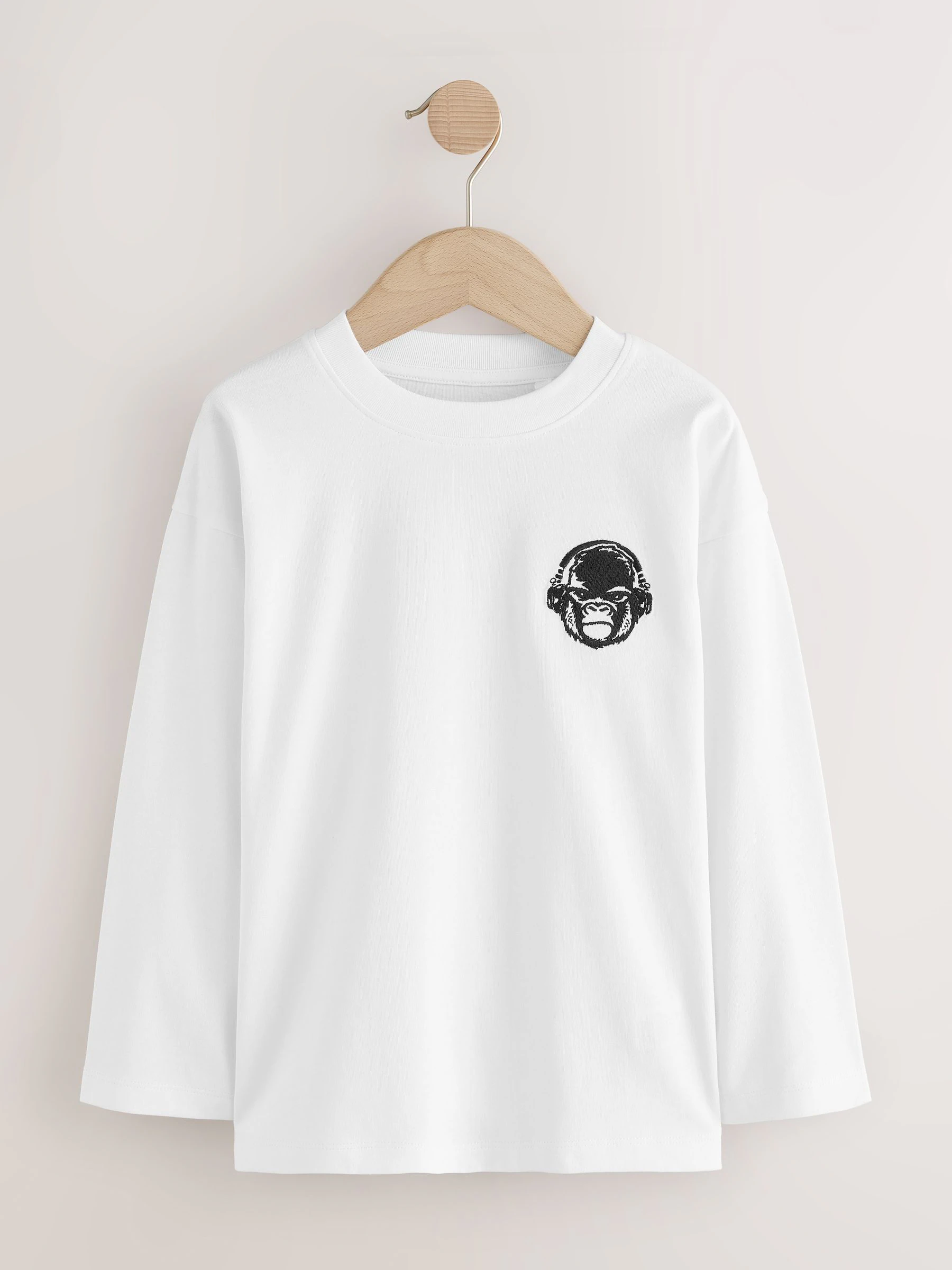 Zwart/wit/grijs gemêleerd/kaki - Long Sleeve Small Graphic T-Shirts 4 Pack (3-16yrs)