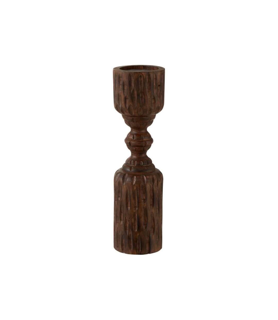 Paris Prix - Bougeoir Déco En Bois pilier 37cm Marron