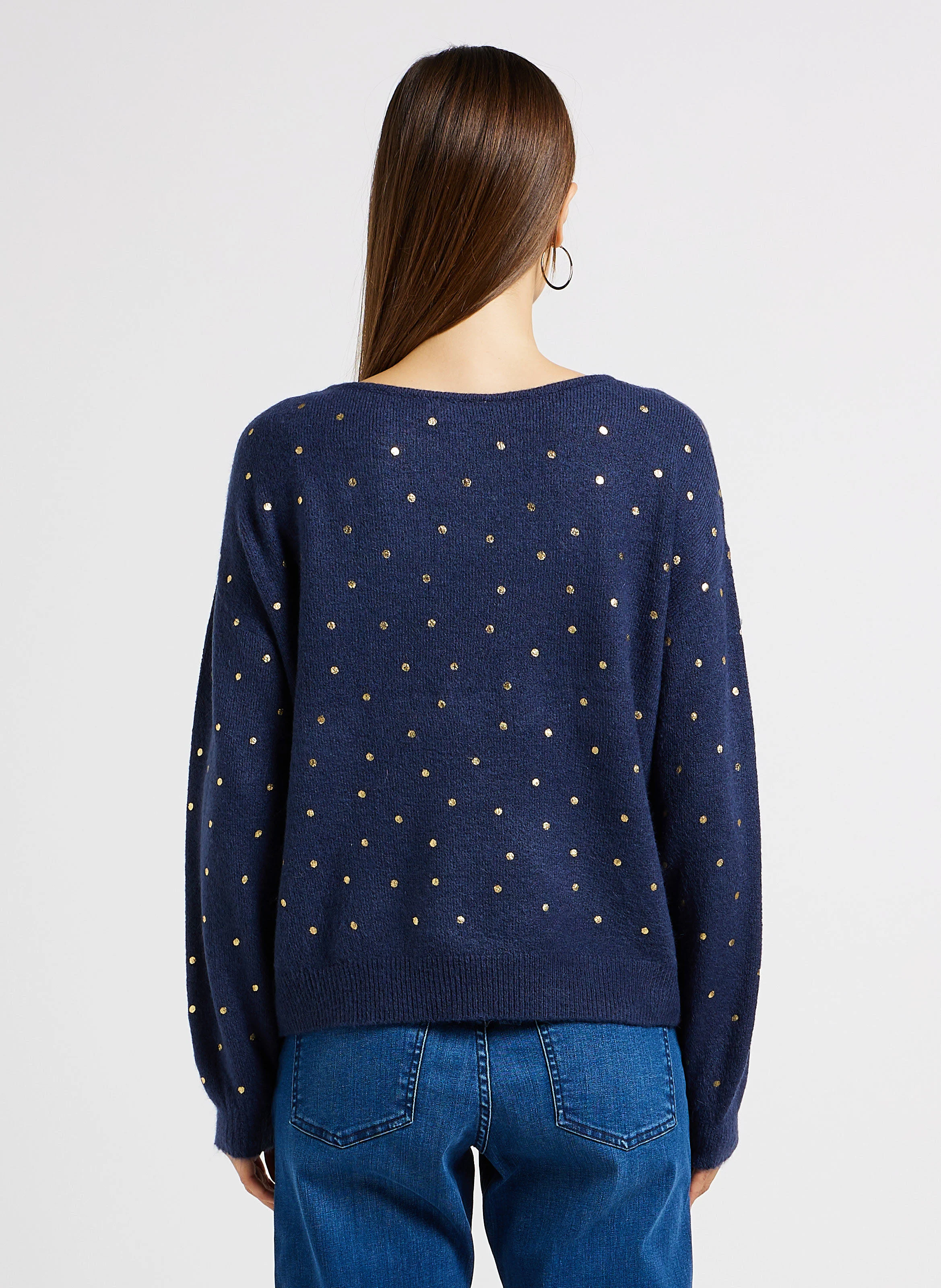 LOUANGE - Pull col bateau à pois | Bleu