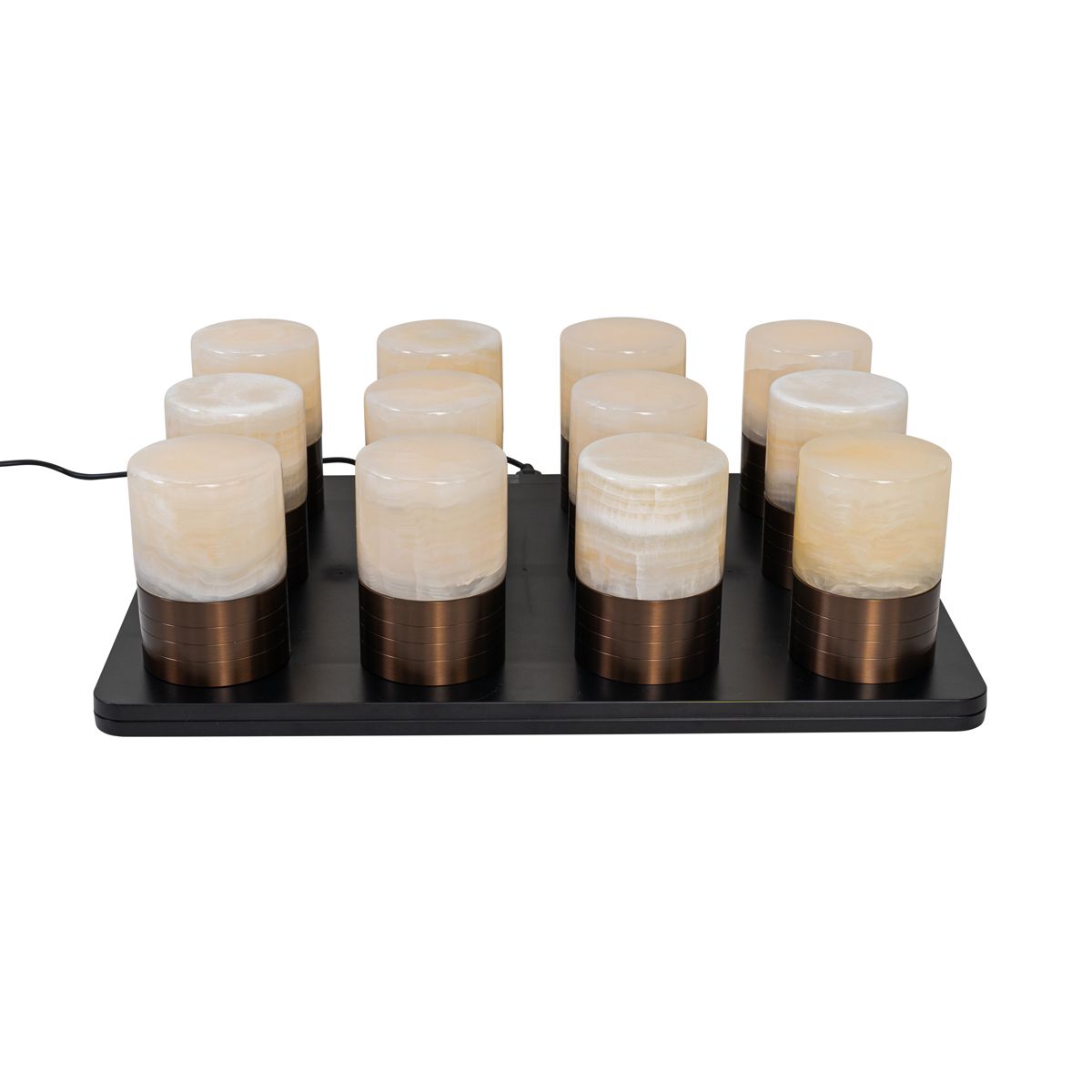 Set van 12 tafellampen donkerbrons RGBW oplaadbaar incl. laadstation - Alessia