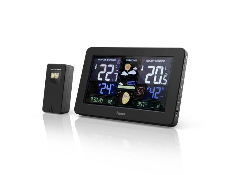 Hama Wetterstation Premium mit LED-Farbdisplay Schwarz Wetterstation mit farbigem Display