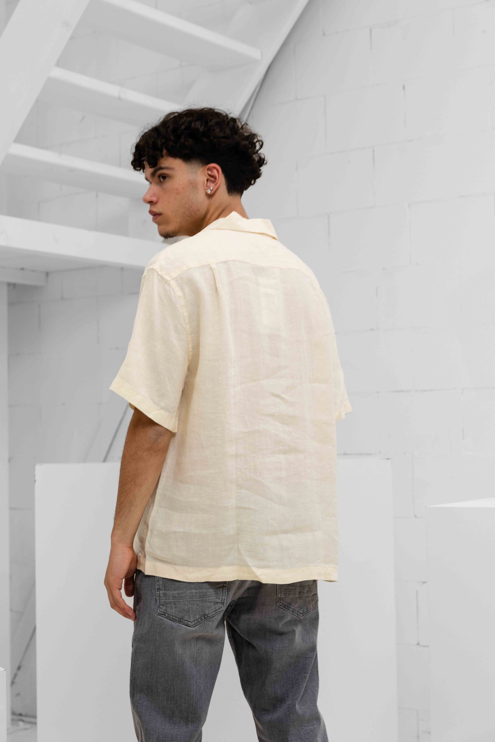 Lacoste Relaxed Fit Linnen Overhemd Heren Beige