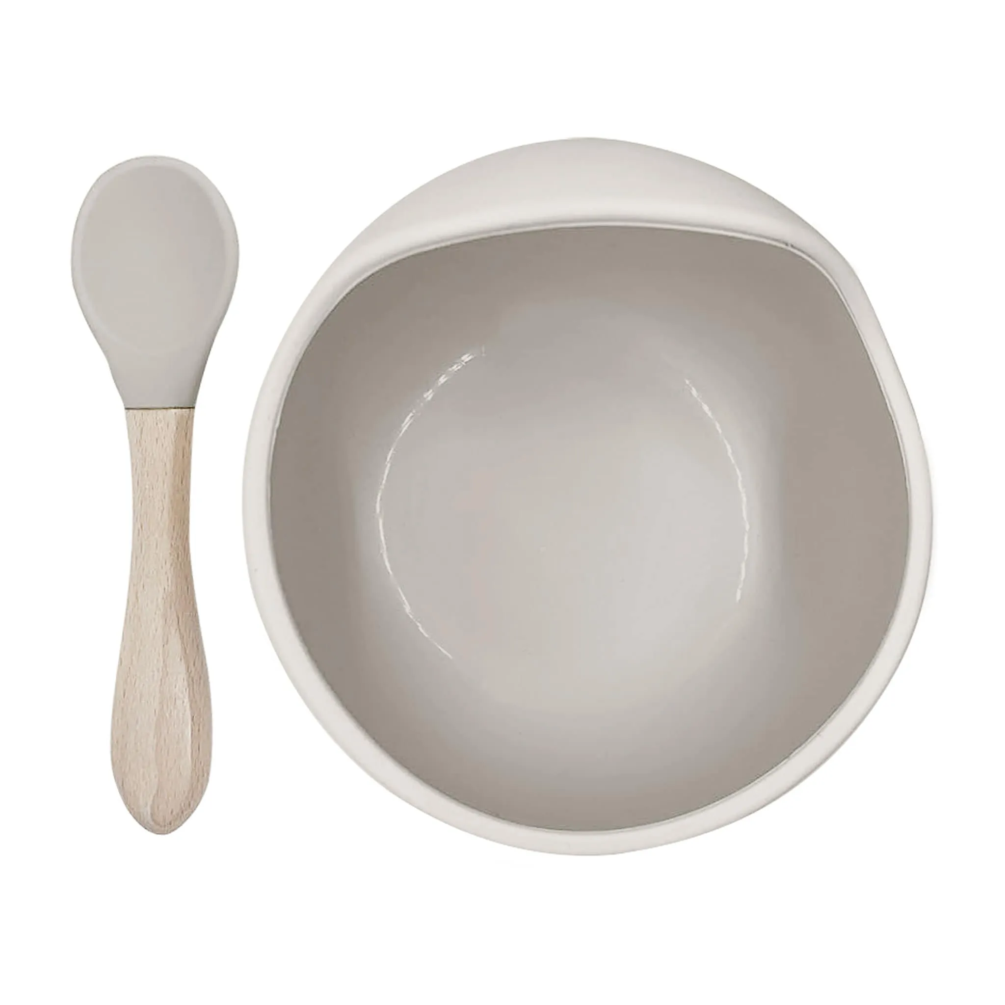 Kushies Cuillère et Bol en Silicone - Sable