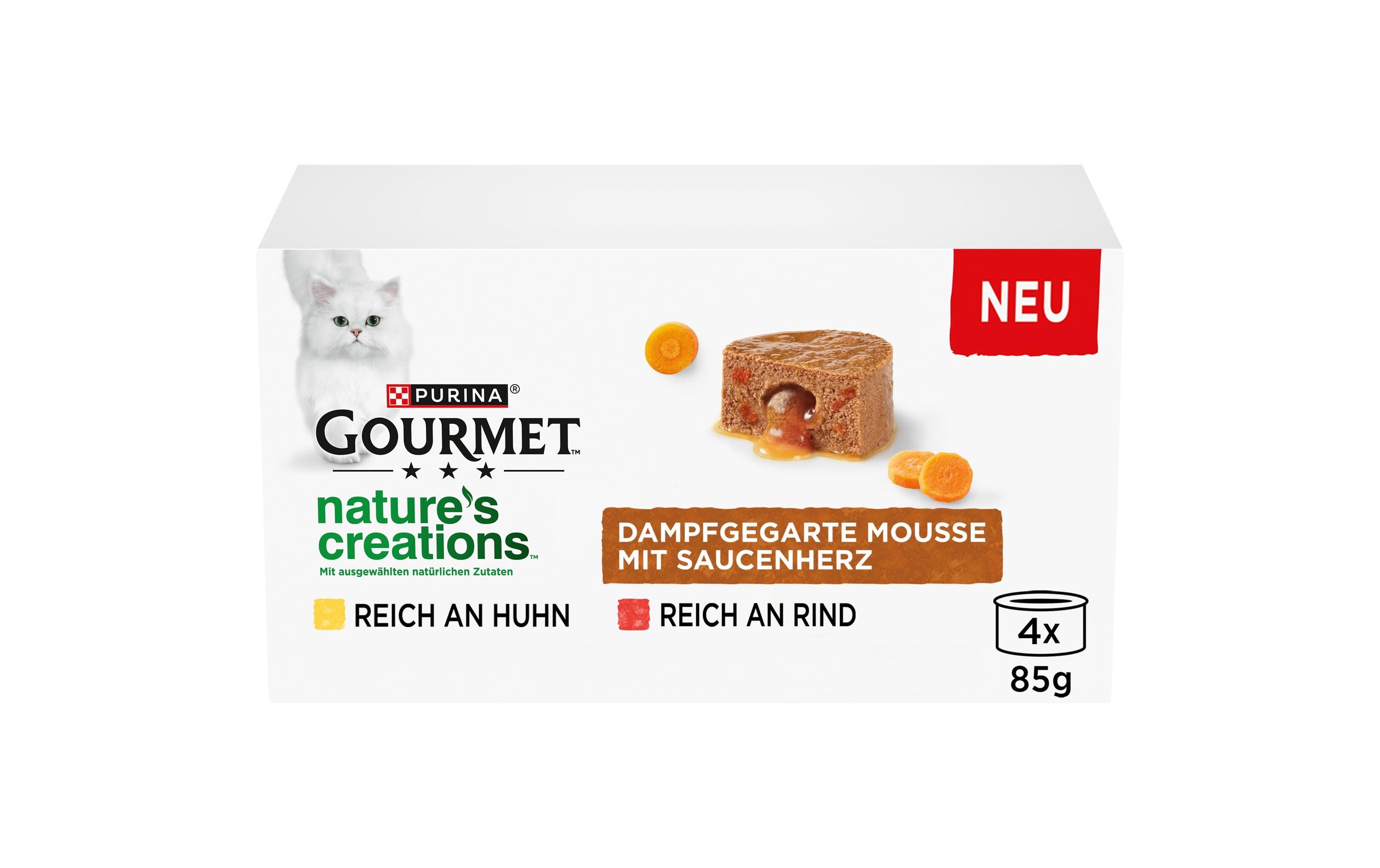 Nassfutter Nature's Creation Schmelzender Kern Huhn 4 x 85gAlleinfuttermittel für ausgewachsene Katzen