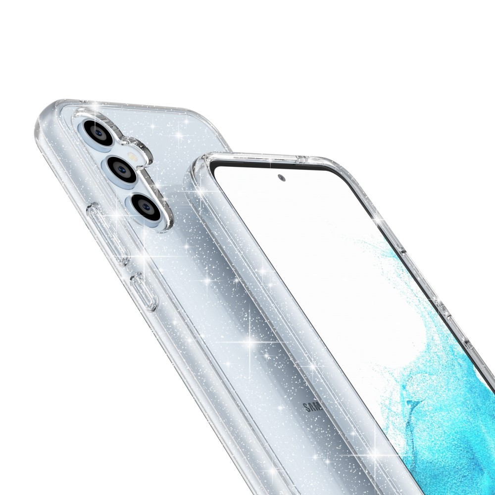 Samsung Galaxy A54 5G Hybrid Hardcase Schutzhülle im Glitzer Design - Silber / Transparent