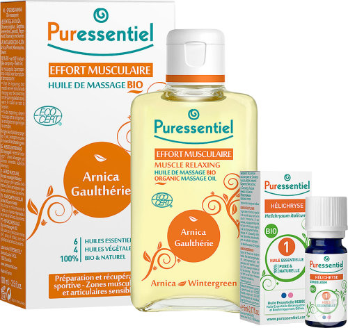 Puressentiel Coffret Effort Musculaire Huile Bio Arnica Gaulthérie 100ml + Hélichryse Bio Huile 5ml