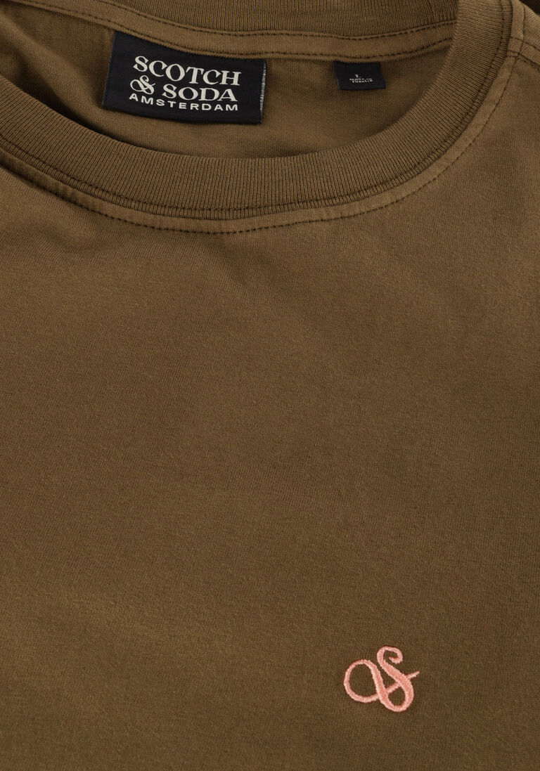 SCOTCH & SODA groene scotch & soda t-shirt garment dye logo crew t-shirt
