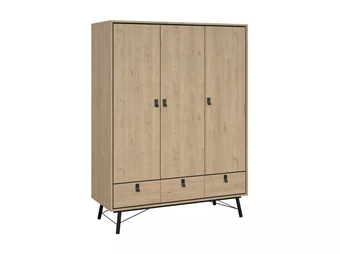 Garde-robe 3 portes Dsalvion, Meubles de chambre, Penderie de plain-pied, Placard à vêtements, 150x60 h200 cm, Chêne clair