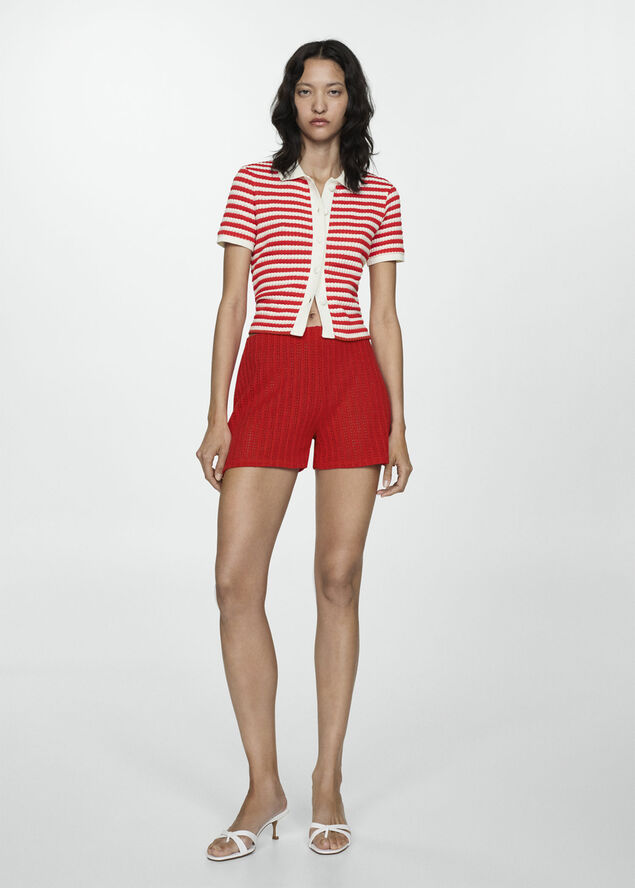 MANGO Combined knitted T-shirt Bright red