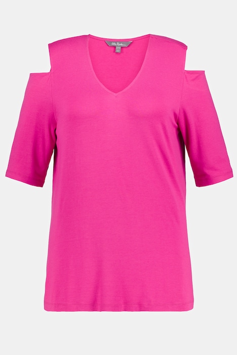 T-Shirt, Schulterausschnitte, V-Ausschnitt, Halbarm
