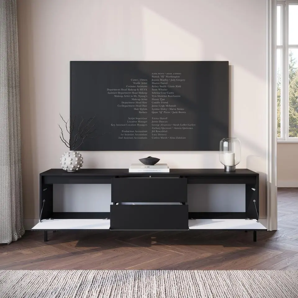 Meubella - TV-Meubel Orvana 2 - Zwart - 174 cm