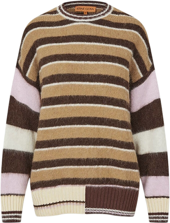 Stine Goya Long Sleeve Crew Neckline Jumper, 2283 Alpaca Stripes Multi stripes