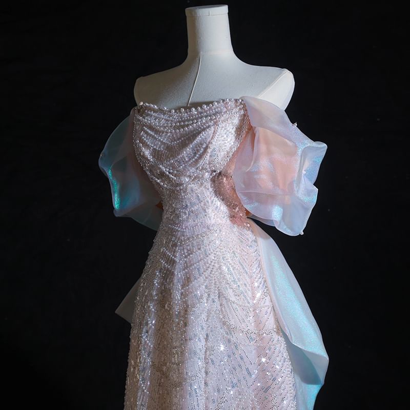 Caprice - A-lijn avondjurk met off-shoulder pailletten en kralen