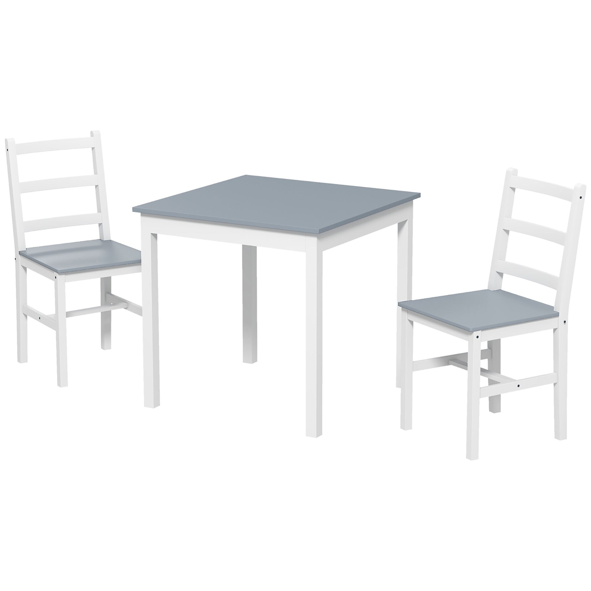 HOMCOM Essgruppe mit Anti-Rutsch-Fußpads grau, weiß 75L x 75B x 73H cm