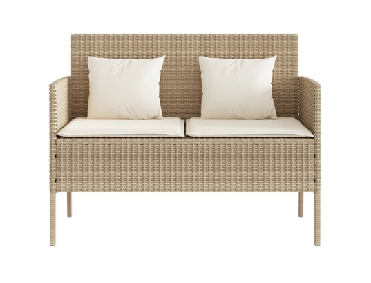VIDAXL - Banc de jardin avec coussins beige résine tressée