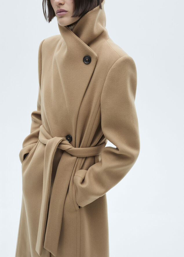 MANGO Belted Manteco wool coat Medium brown