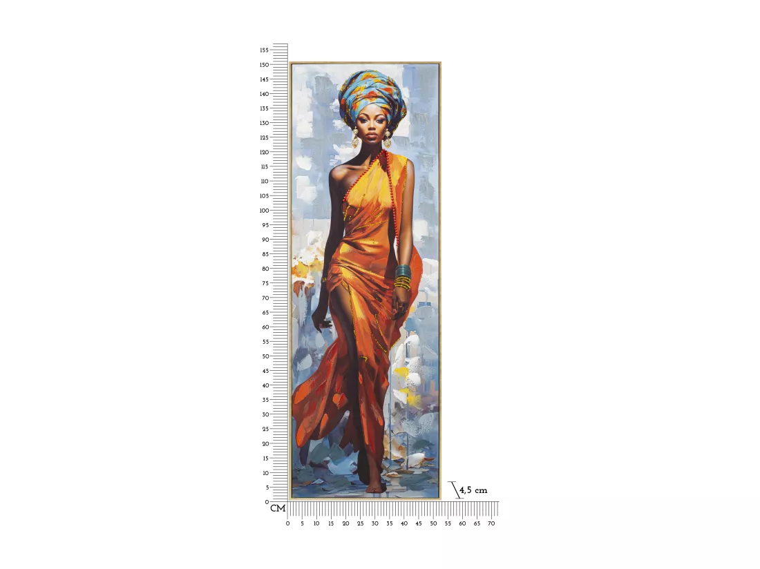 Peinture de femme multicolore sur toile avec cadre 52x4,5x152 cm