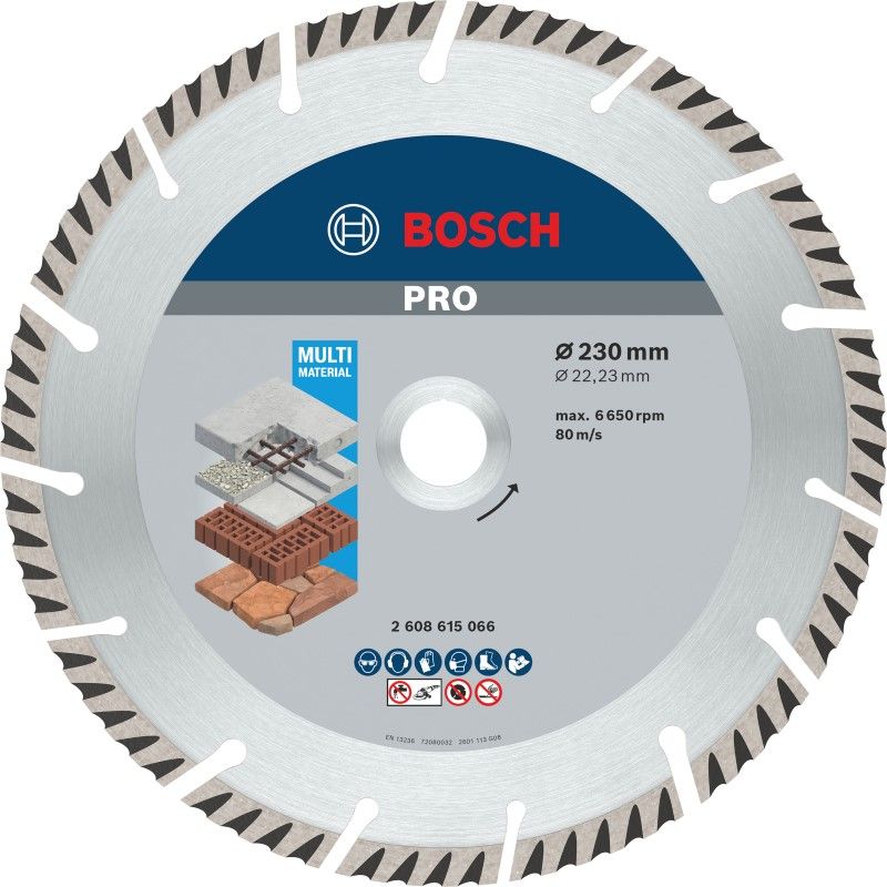 Bosch 2608615066-1 PRO Multi Material diamantdoorslijpschijf, 230 x 22,23 mm (1 stuk)
