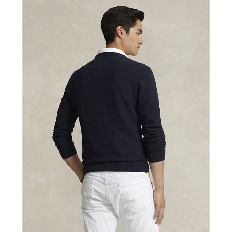 Polo Ralph Lauren Textured Cotton Crewneck Sweater Navy htr