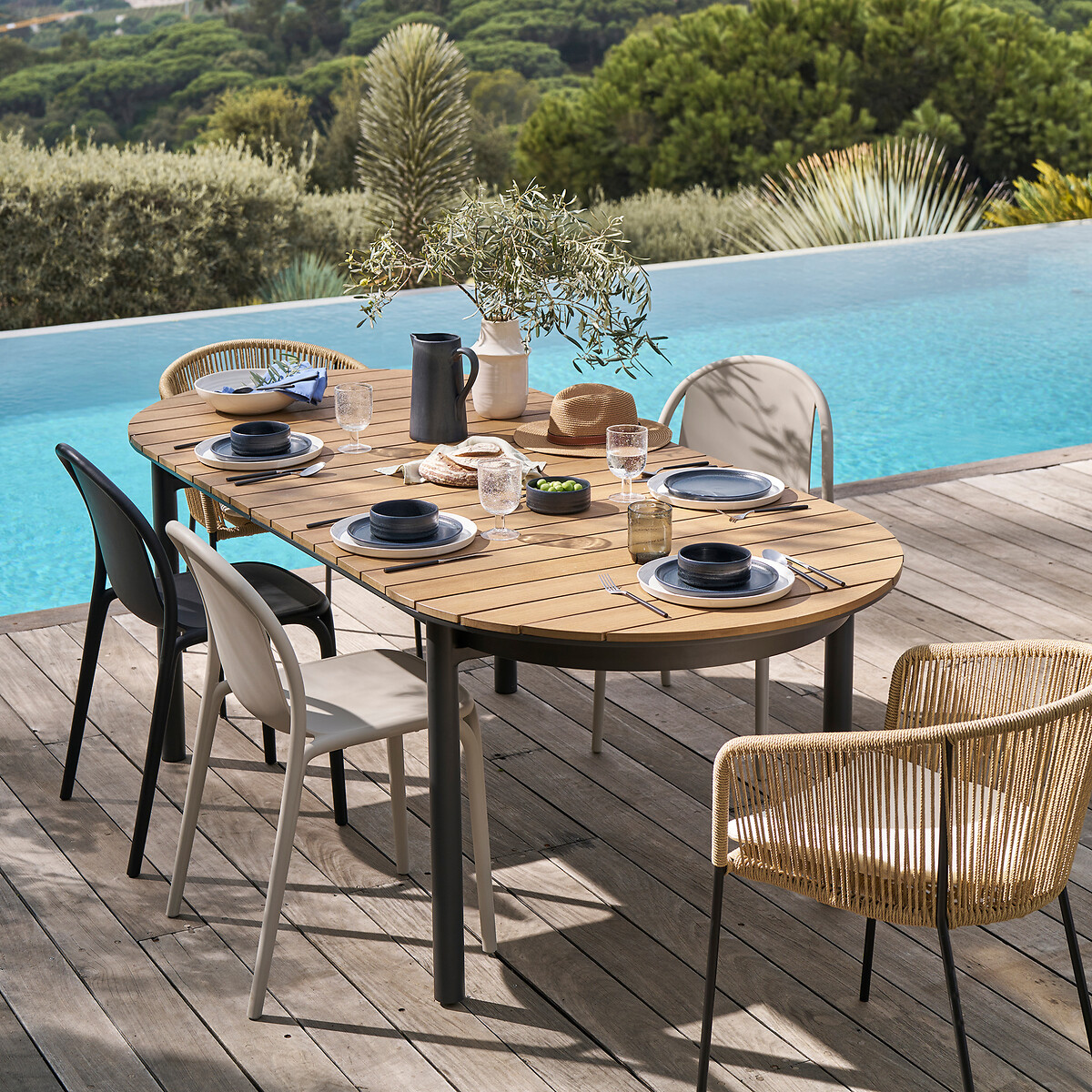 LA REDOUTE INTERIEURS<br>Mesa extensível para jardim, alumínio, Palina