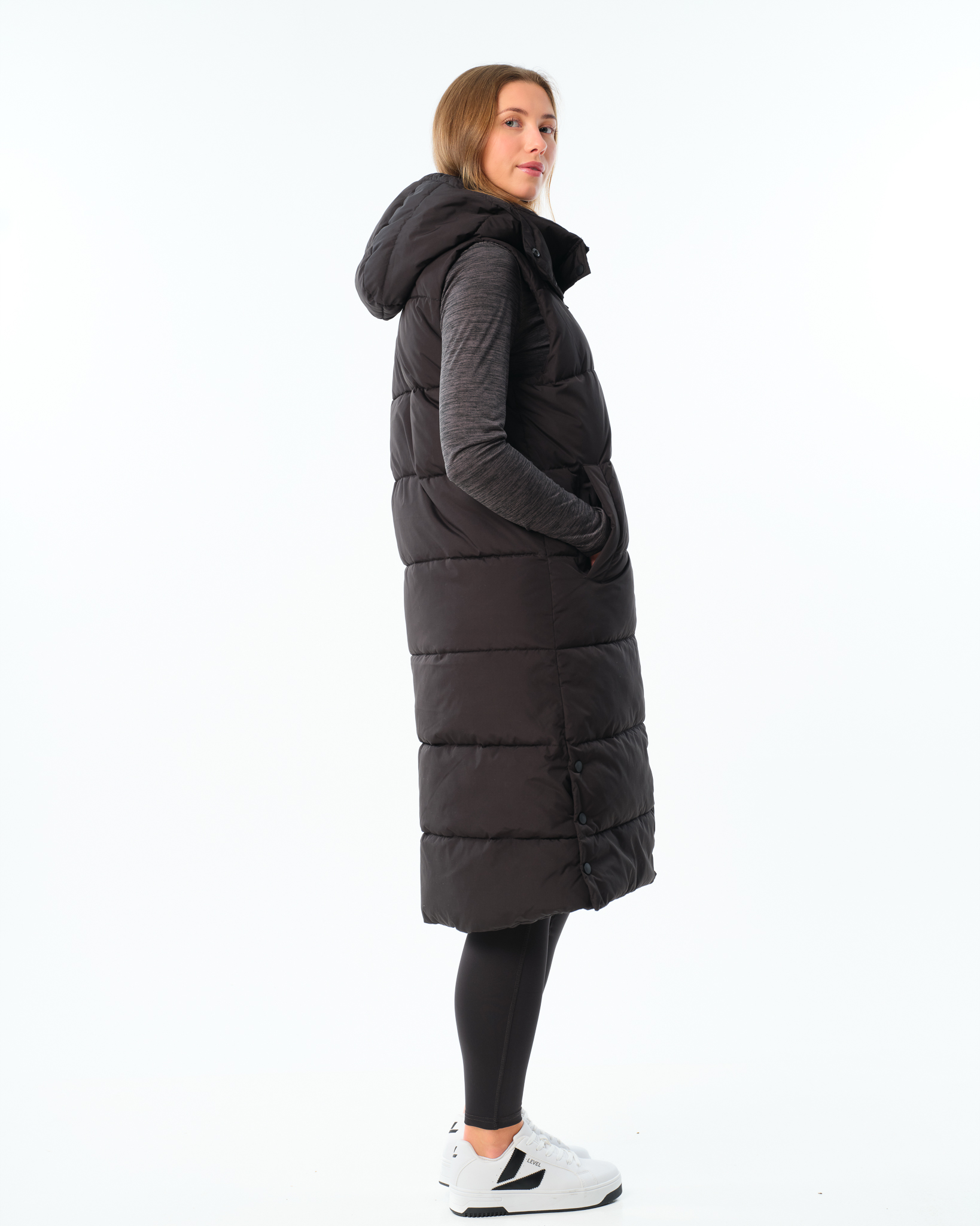 LEVITY Matilda Long Puffer Vest Black