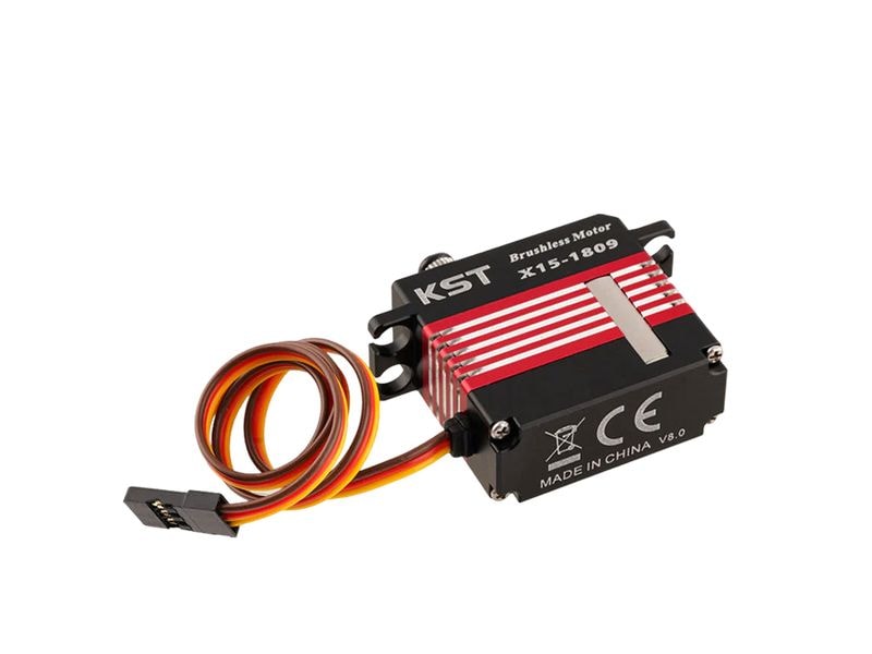 KST Mini Servo X15-1809 V8.0 24.4 kg, 0.07 s, Brushless HV 15 mm Miniservo mit doppelt kugelgelagertem Metallgetriebe und Softstart
