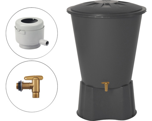 GARANTIA regenton inclusief standaard, kraan, automatische vulinrichting, 210 l grijs