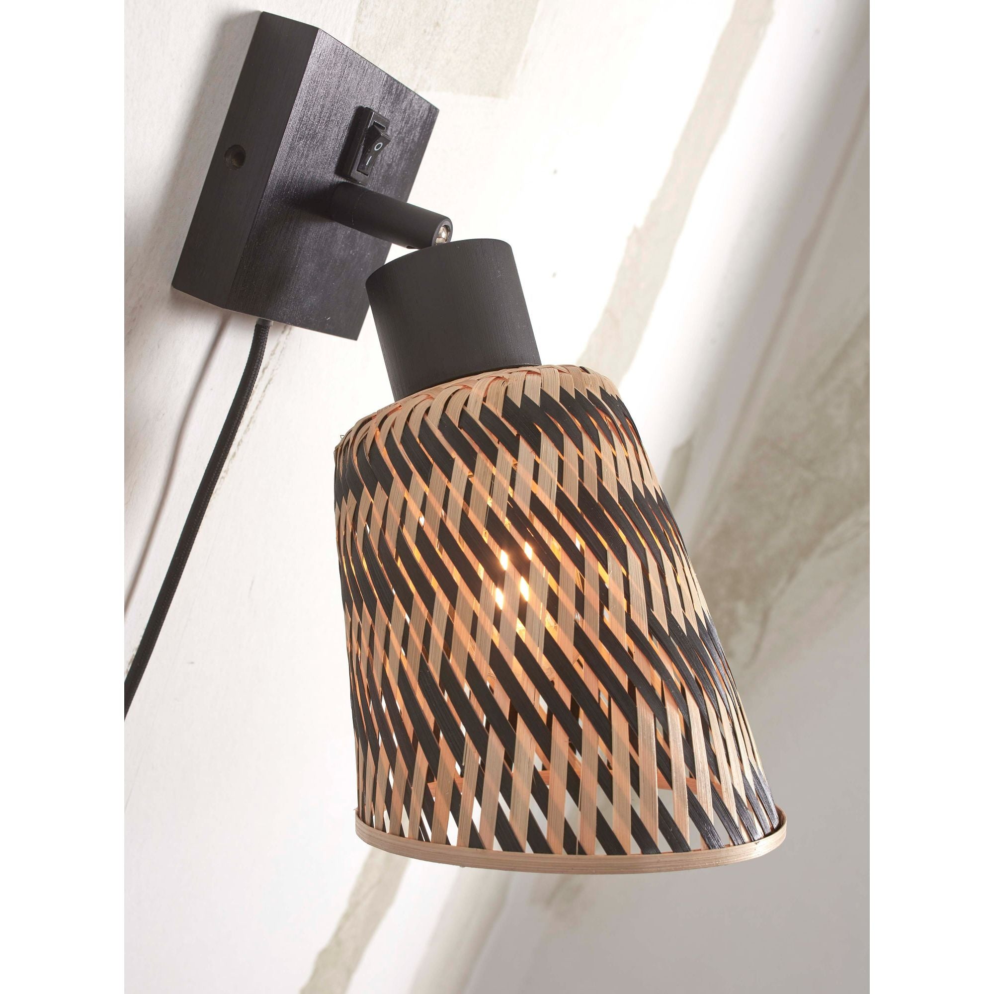 GOOD&MOJO Wandlamp Java - Bamboe Zwart|Naturel - Ã15cm