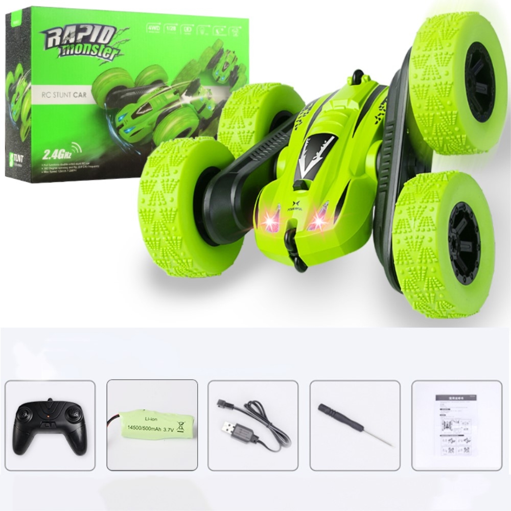 (16cm) Ferngesteuertes 2.4GHz Stunt Offroad Auto Rennauto mit 360° Drehung   LED Licht - Blau
