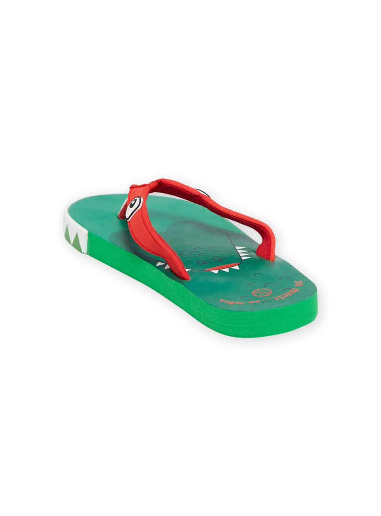 Tongs vertes et rouges à motif crocodile enfant garçon