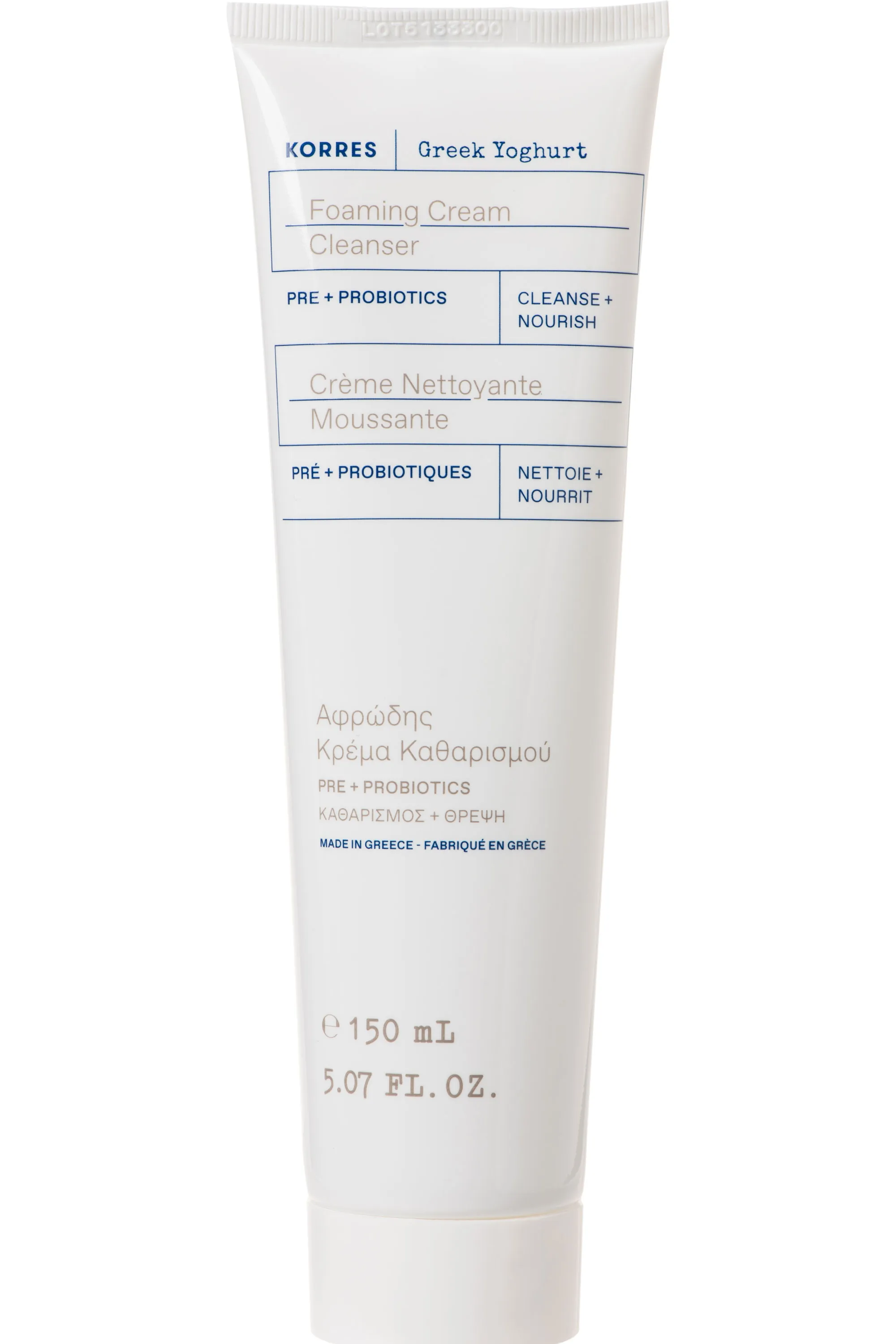 Korres Crème nettoyante moussante aux probiotiques et yaourt grec-150 ml