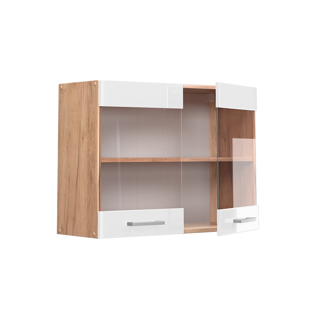 Vicco Hängeglasschrank Küchenschrank Küchenzeile R-Line 80 cm Goldkraft Weiß