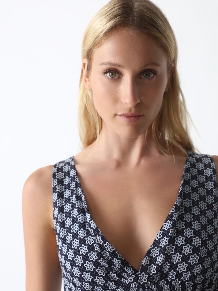 Vestido estampado de alças finas - Azul
