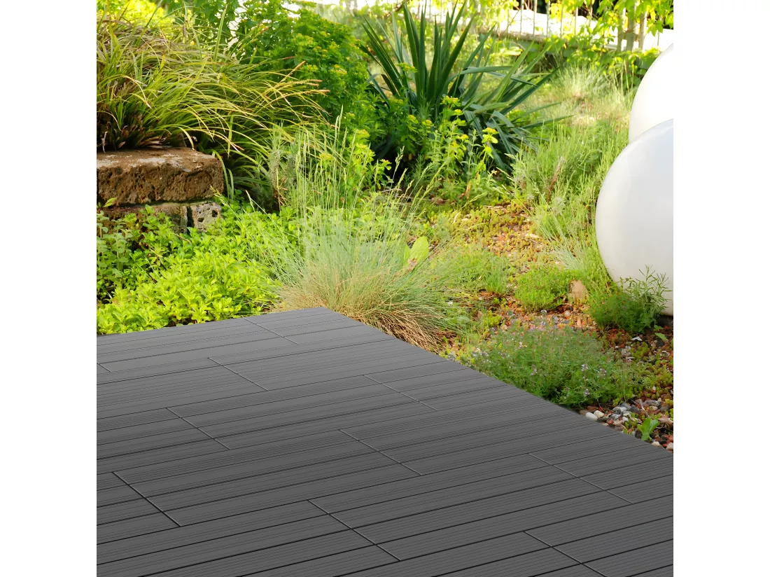 Carrelage terrasse dalles 60x30 cm 2 m² carrelage jardin aspect bois anthracite